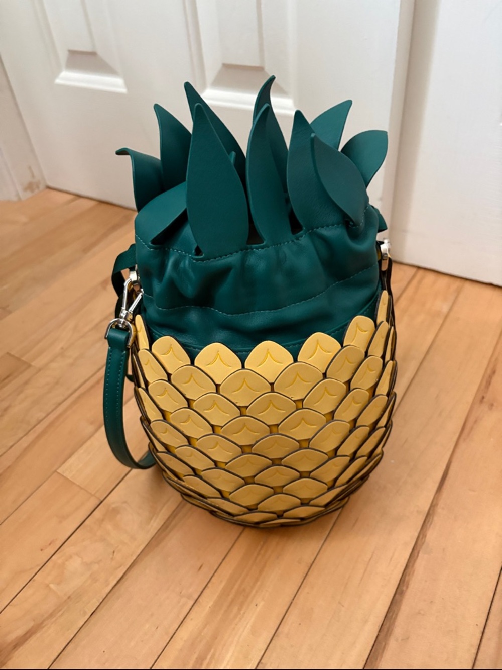 Kate Spade Green & Yellow Pineapple-Style Bucket Bag